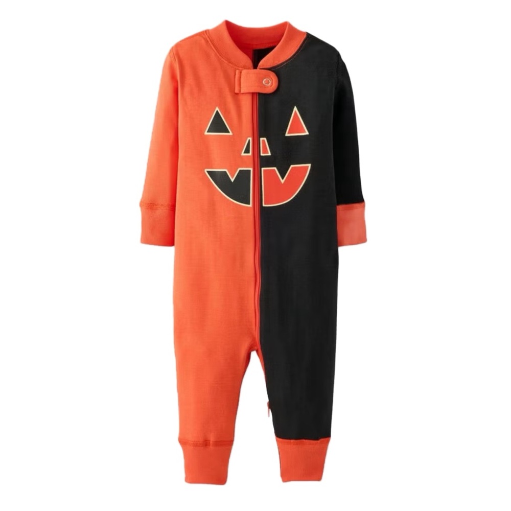 Hanna Andersson Black Orange Halloween Glow-in-the-Dark 2-Way Zip Sleeper 2T